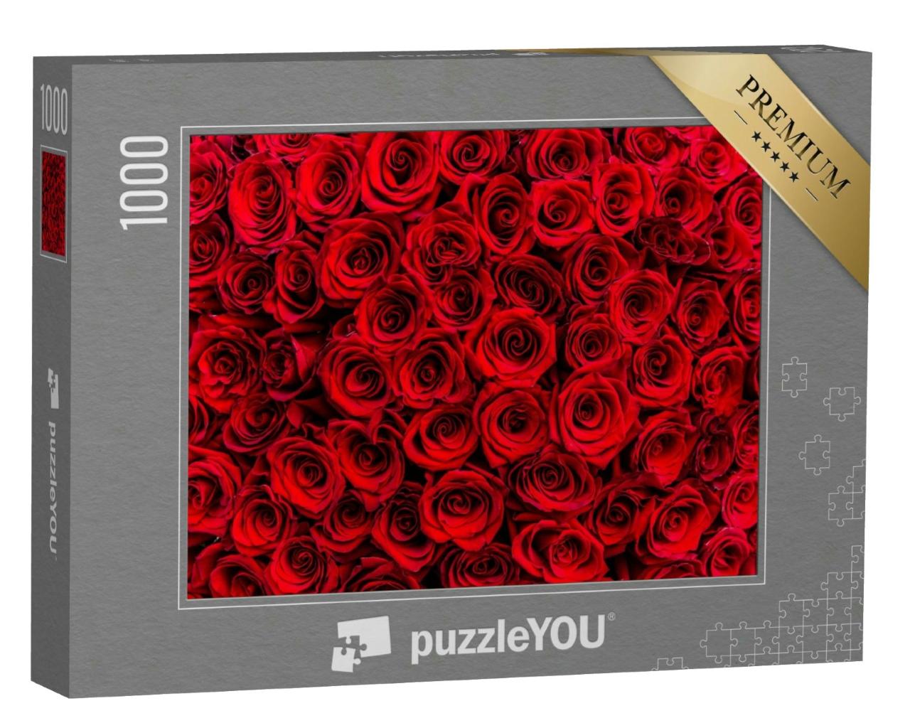 Puzzle 1000 Teile „Ein Meer aus dunkelroten Rosen“