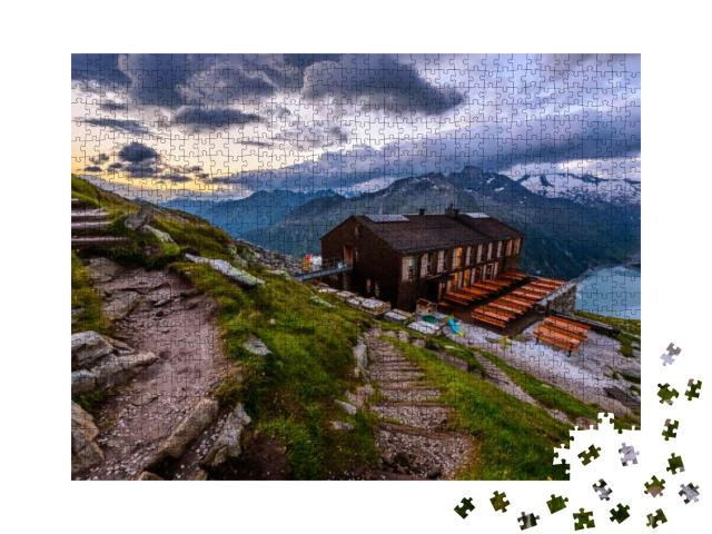 Puzzle 1000 Teile „Die Olpererhütte am Fuße des Olperers, Zillertaler Alpen, Tirol“