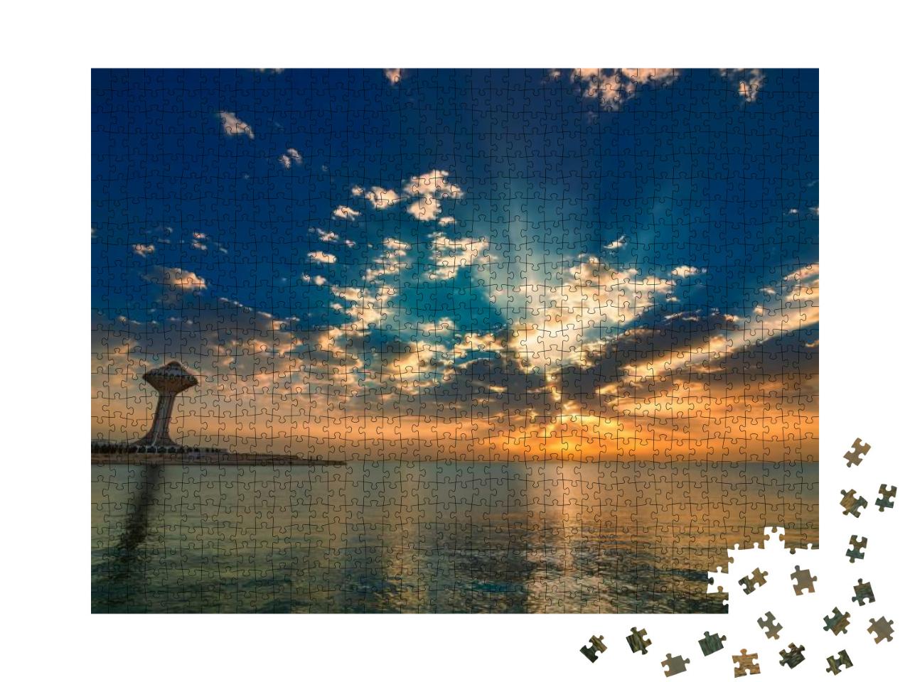 Puzzle 1000 Teile „Sonnenaufgang über Khobar Corniche-Saudi-Arabien“