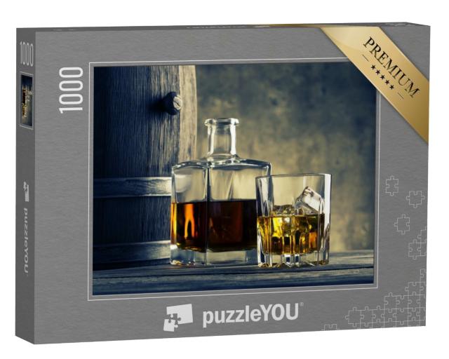 Puzzle 1000 Teile „Glaskaraffe und Whiskeyfass “
