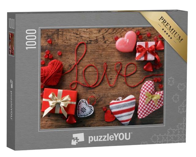 Puzzle 1000 Teile „Der Rote Faden der Liebe zum Valentinstag“