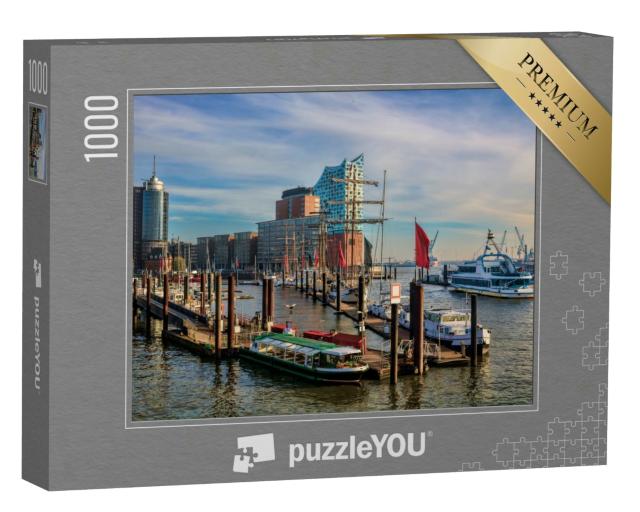 Puzzle 1000 Teile „Schiffe und Boote im Hafen von Hamburg, Deutschland“