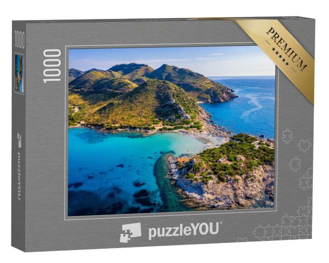 Puzzle 1000 Teile „Halbinsel von Punta Molentis mit Strand, Sardinien, Italien“