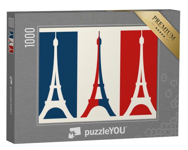 Puzzle 1000 Teile „Grafik: Französische Flagge mit Eiffelturm“