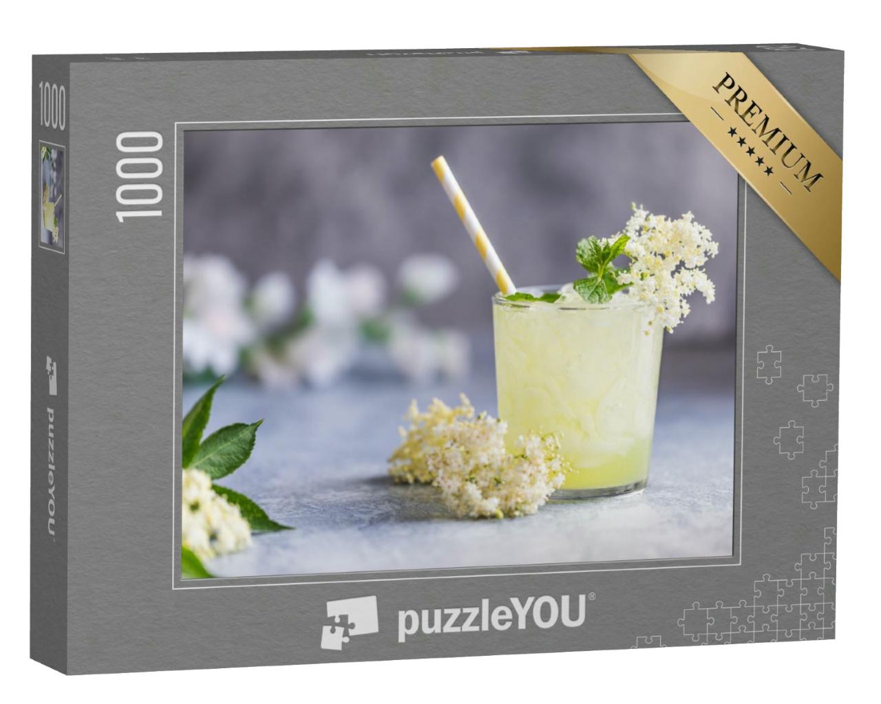 Puzzle 1000 Teile „Frische Limonade mit Zitrone, Limettensaft und Holunderblüten“