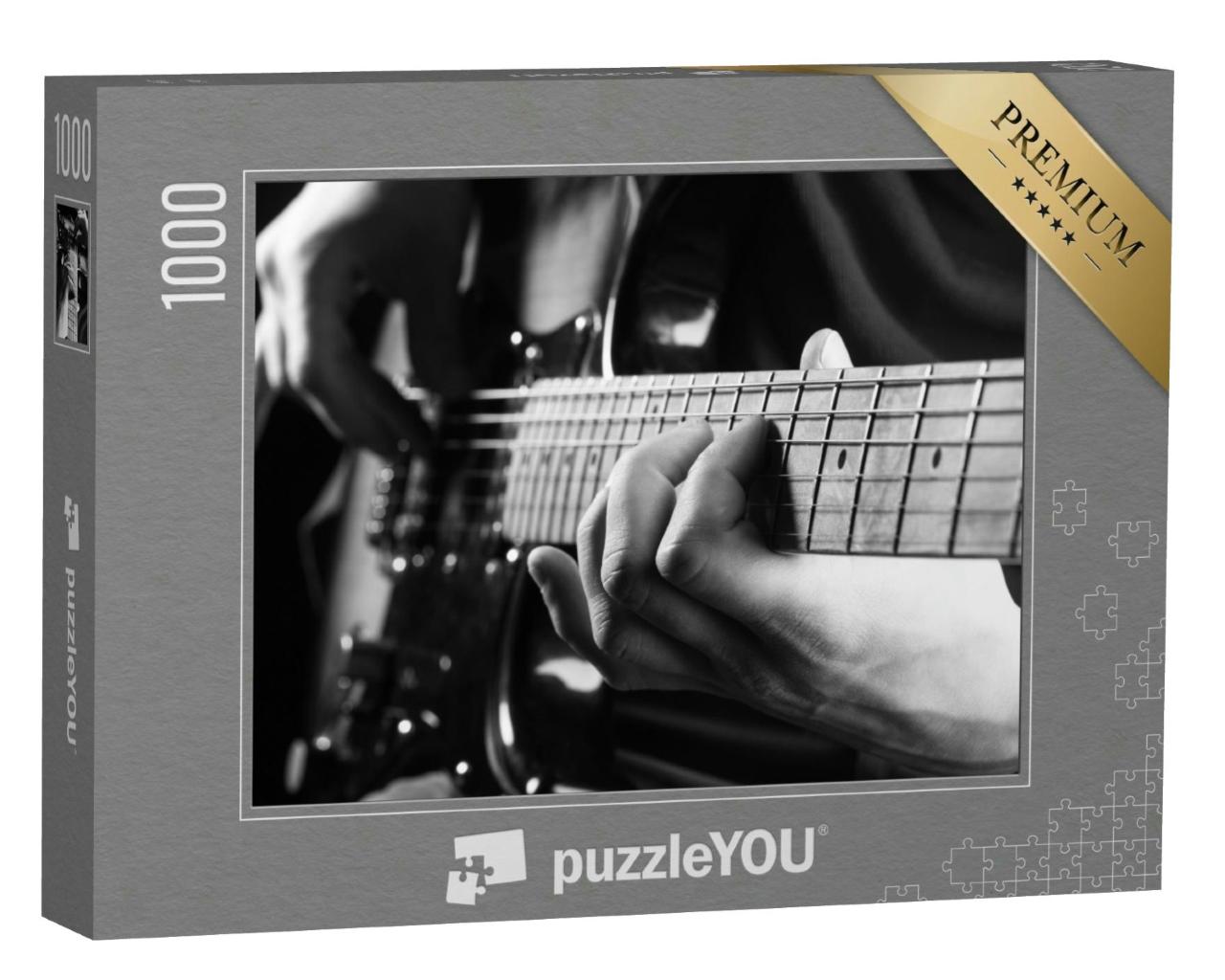 Puzzle 1000 Teile „Gitarrenspiel, schwarz-weiß“