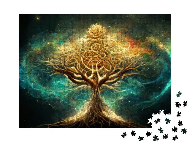 Puzzle 1000 Teile „Baum des Lebens aus der nordischen Mythologie“