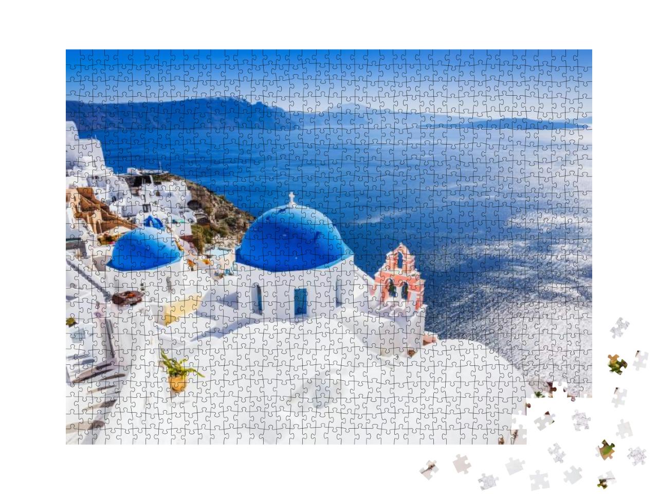 Puzzle 1000 Teile „Das malerische Dorf Oia und die Caldera von Santorin“