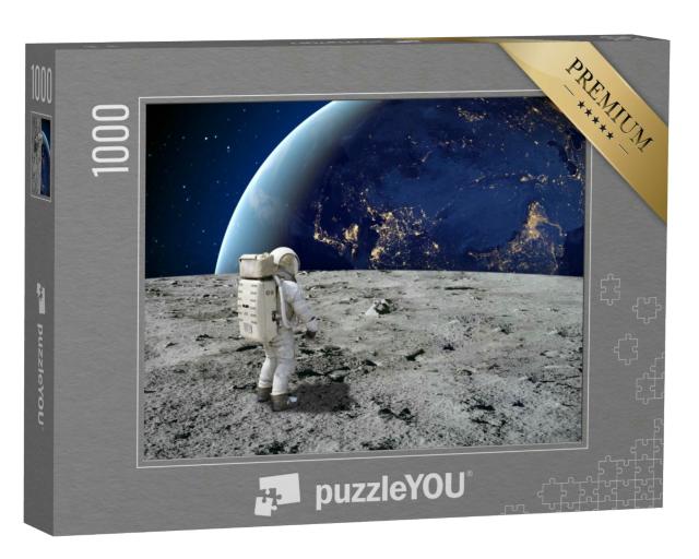 Puzzle 1000 Teile „Ein Astronaut auf dem Mond blickt auf die Erde“