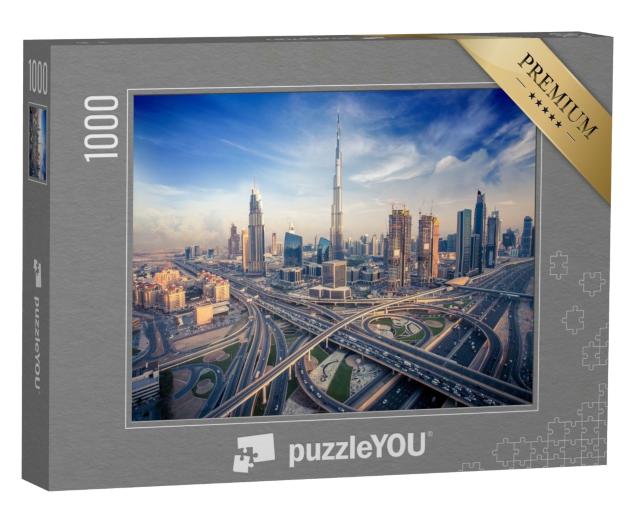 Puzzle 1000 Teile „Skyline von Dubai mit Schnellstraße“
