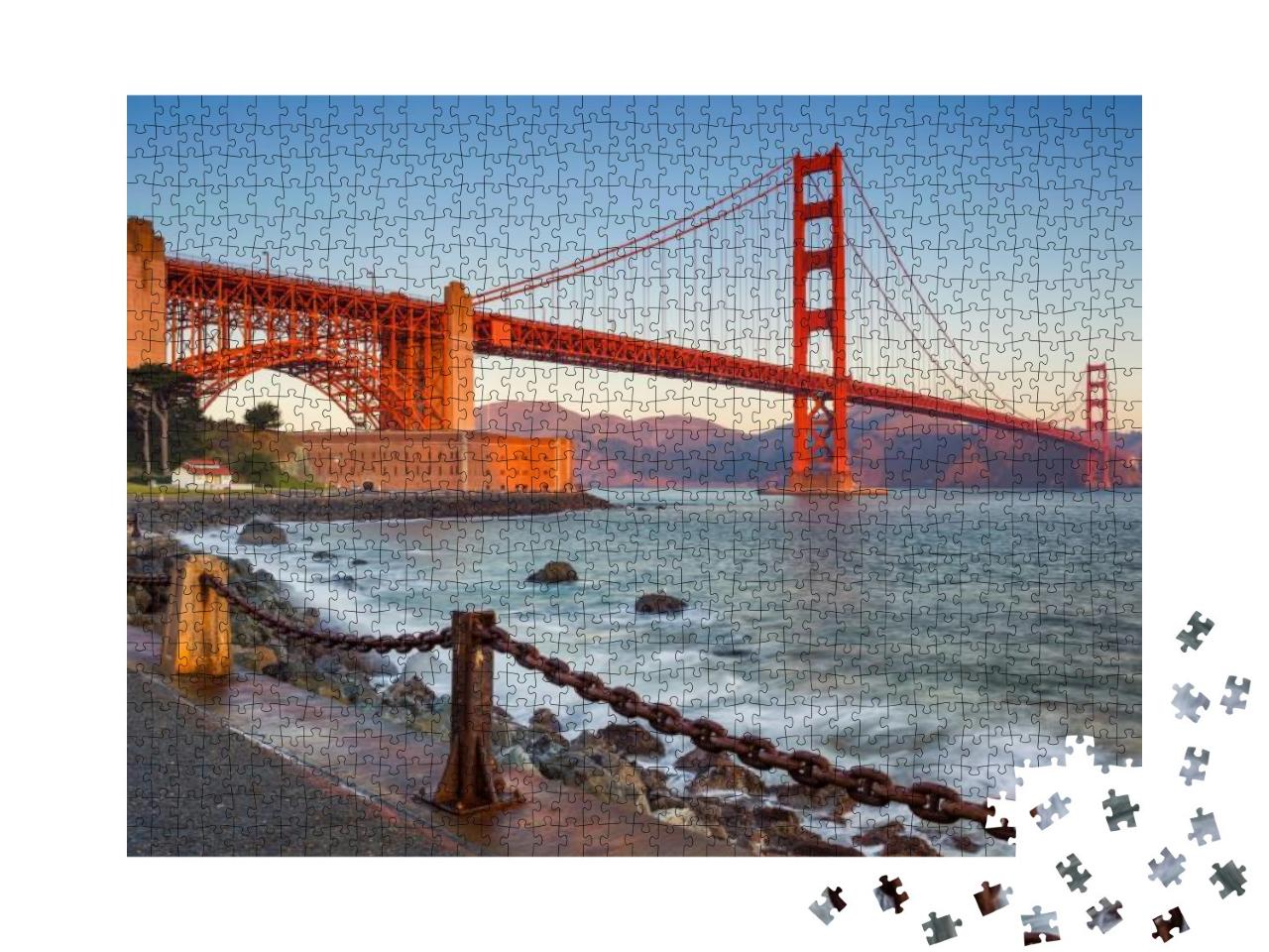 Puzzle 1000 Teile „Golden Gate Bridge bei Sonnenaufgang, San Francisco“