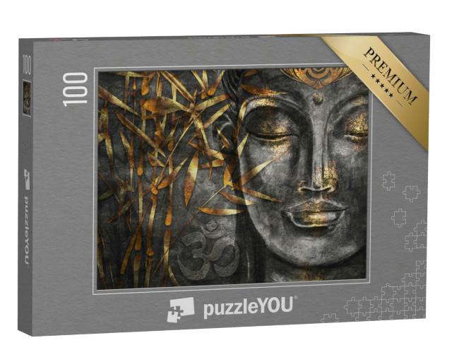 Puzzle 100 Teile „Digitale Kunst Collage kombiniert mit Aquarell: Bodhisattva Buddha“