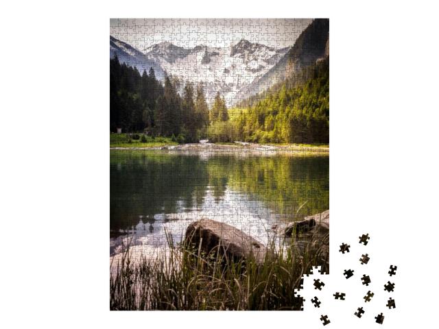 Puzzle 1000 Teile „Schöner Sommermorgen am Stillup-Stausee im Zillertal, Tirol“