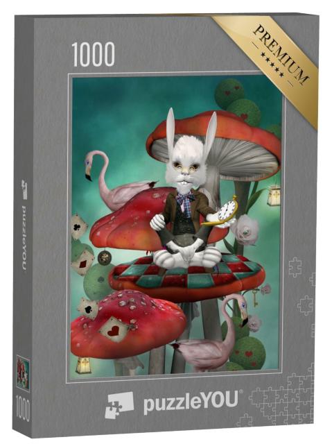 Puzzle 1000 Teile „Alice im Wunderland Hase mit Uhr“