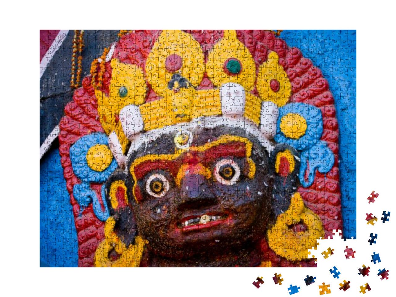 Puzzle 1000 Teile „Kaal Bhairav-Statue am Kathmandu Durbar Square, Nepal“
