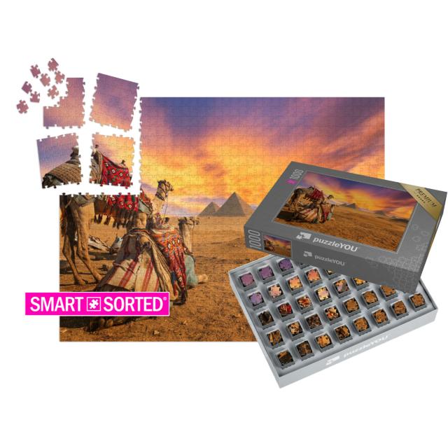 SMART SORTED® | Puzzle 1000 Teile „Gesamtansicht der Pyramiden von Gizeh, Ägypten“