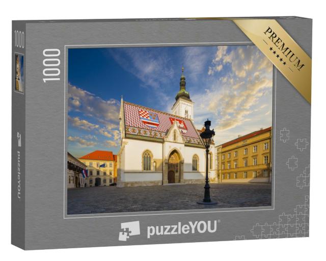Puzzle 1000 Teile „Markuskirche auf dem Markusplatz von Zagreb, Gornij Grad“