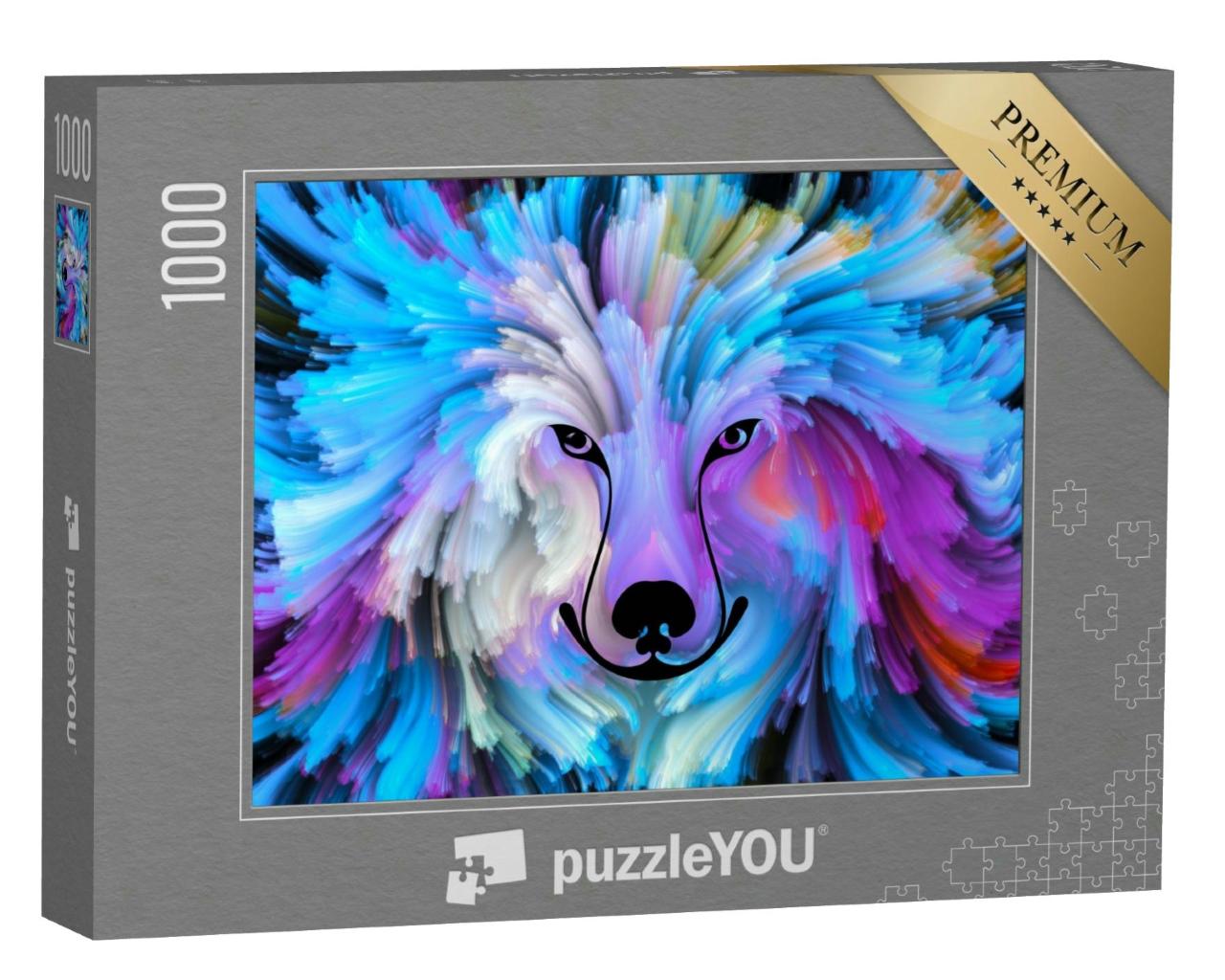 Puzzle 1000 Teile „Hundeporträts zum Thema Kunst, Phantasie und Kreativität“