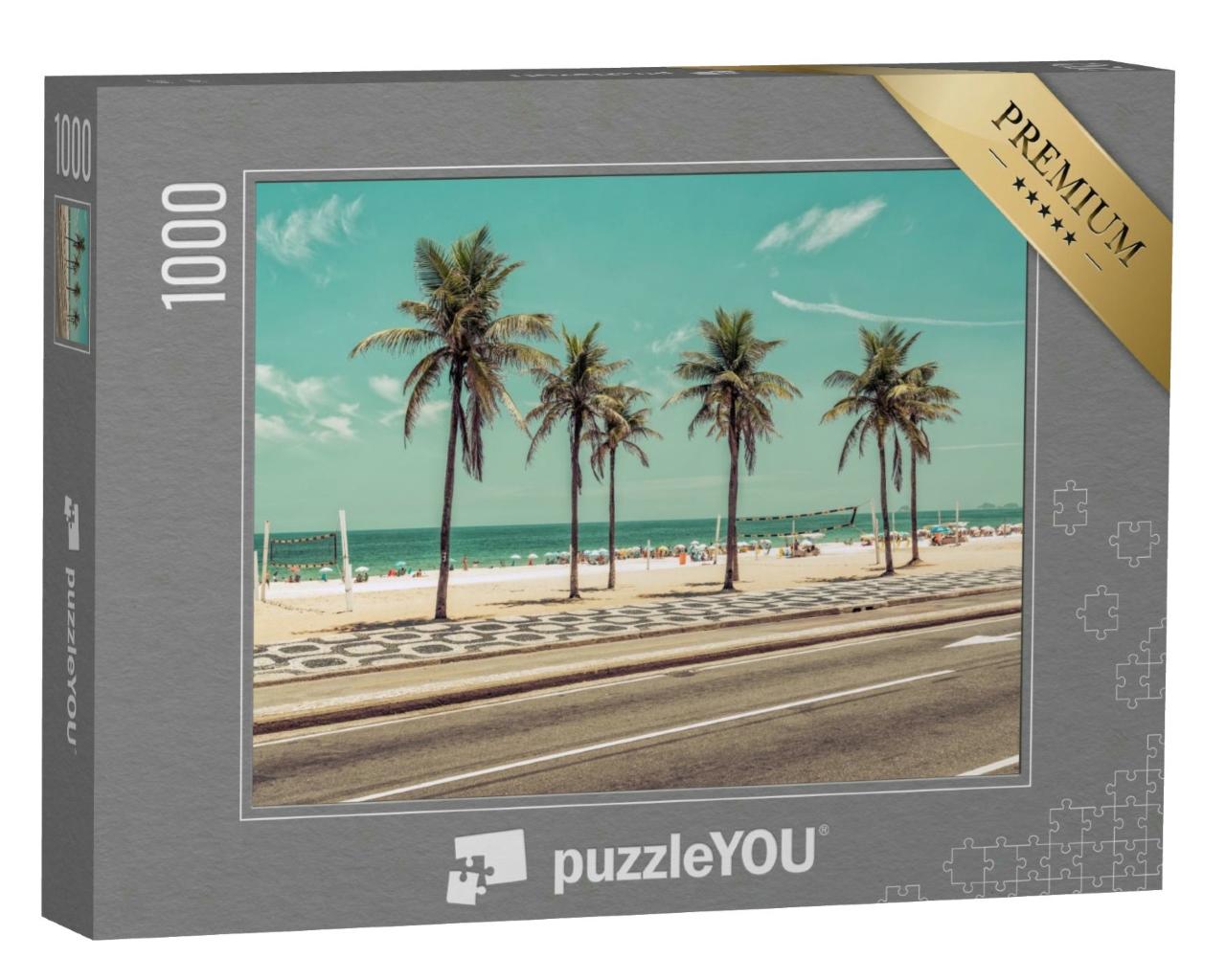 Puzzle 1000 Teile „Palmen am Strand von Ipanema in Rio de Janeiro, Brasilien“