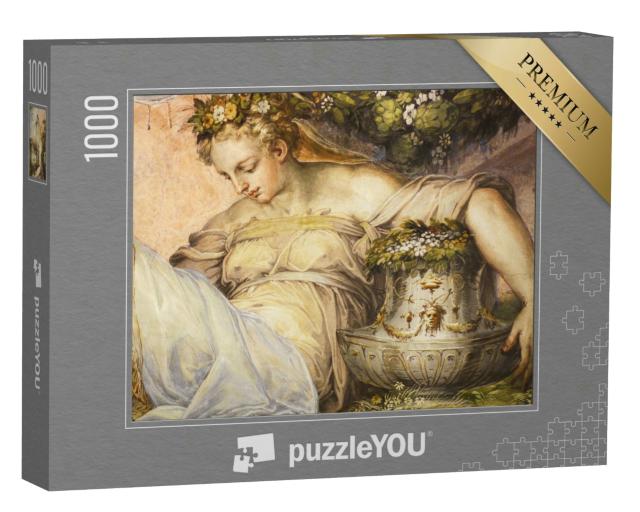 Puzzle 1000 Teile „Altes Fresko mit schöner Frau aus dem Palazzo Vecchio in Florenz“
