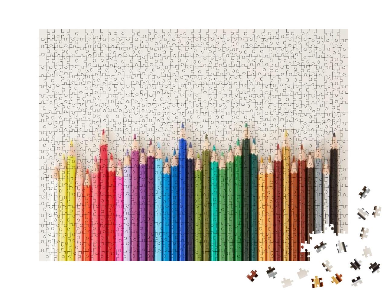 Puzzle 1000 Teile „Buntstifte auf weißem Hintergrund“