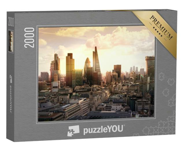 Puzzle 2000 Teile „Abendliche Skyline des Bankenviertels, London, UK“