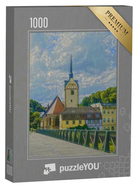 Puzzle 1000 Teile „im Kunst-Stil von Claude Monet - Die Marienkirche in Gera - Puzzle-Kollektion Künstler & Gemälde“