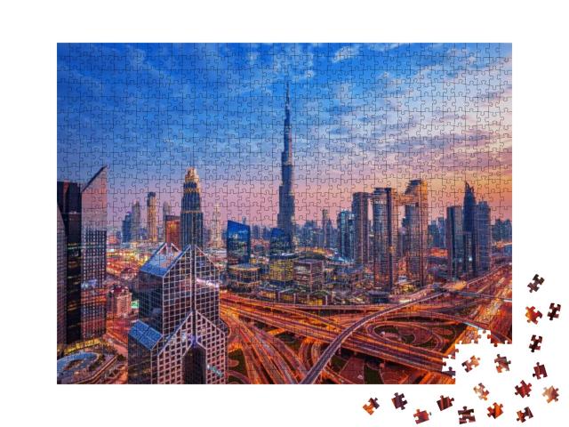 Puzzle 1000 Teile „Skyline des Stadtzentrums von Dubai, Vereinigte Arabische Emirate“