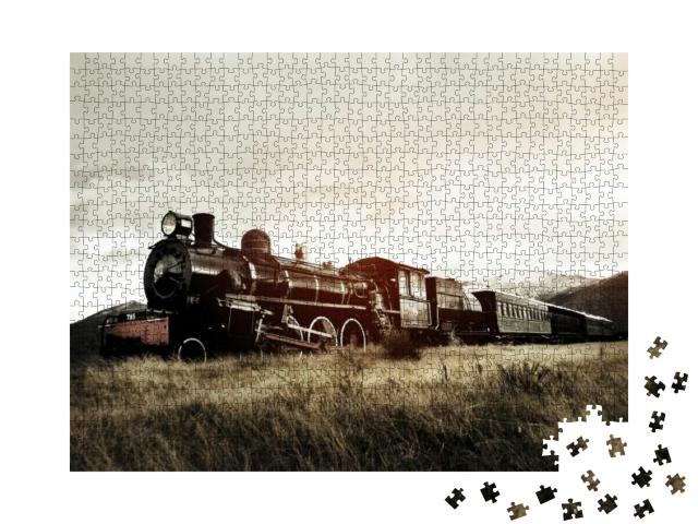 Puzzle 1000 Teile „Nostalgischer Dampfzug bei seiner Reise durch das Land“