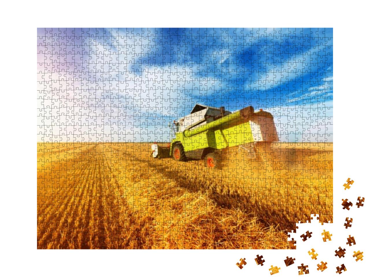 Puzzle 1000 Teile „Mähdrescher-Ernte im goldenen Weizenfeld“