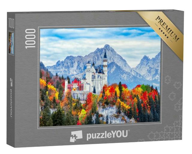 Puzzle 1000 Teile „Schloss Neuschwanstein: ein Wahrzeichen von Bayern im Herbst, Deutschland“