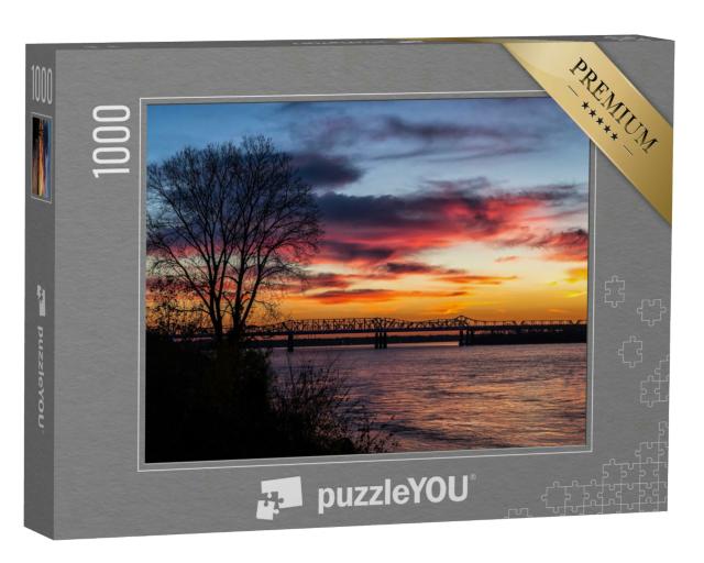 Puzzle 1000 Teile „Sonnenuntergang über dem Mississipi“