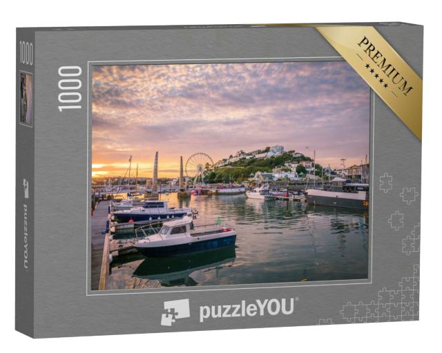 Puzzle 1000 Teile „Malerischer Torquay Hafen im Sonnenuntergang, Devon, England“