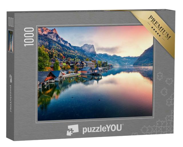 Puzzle 1000 Teile „Schöner Sonnenaufgang am Grundlsee, Bezirk Liezen, Österreich“