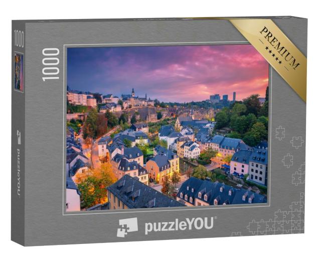 Puzzle 1000 Teile „Luxemburg Stadt im Sonnenaufgang“