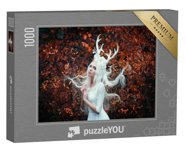Puzzle 1000 Teile „Fantasy: Weiße Frau im Wald“