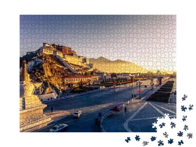Puzzle 1000 Teile „Potala-Palast in der Abenddämmerung in Lhasa, Tibet“