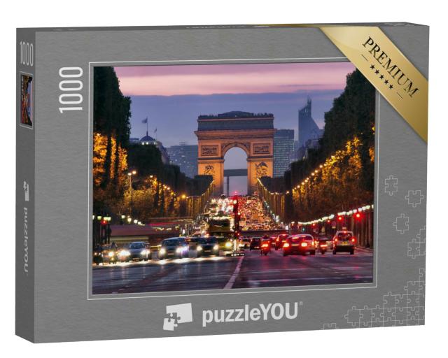 Puzzle 1000 Teile „Stau bei Nacht auf der Champs-Elysees, Paris“