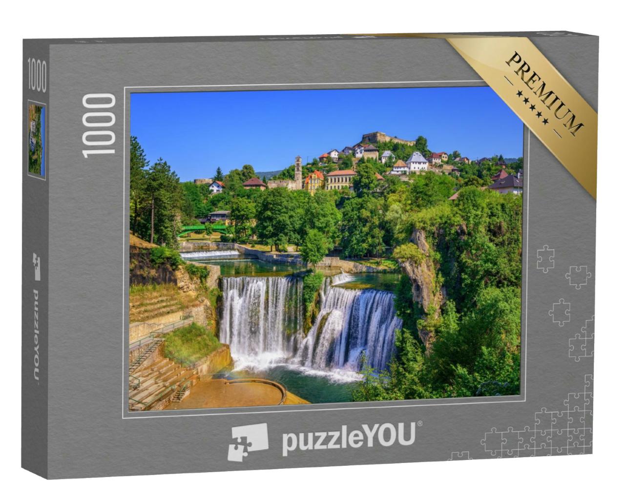 Puzzle 1000 Teile „Pliva-Wasserfall in der Stadt Jajce, Bosnien und Herzegowina“