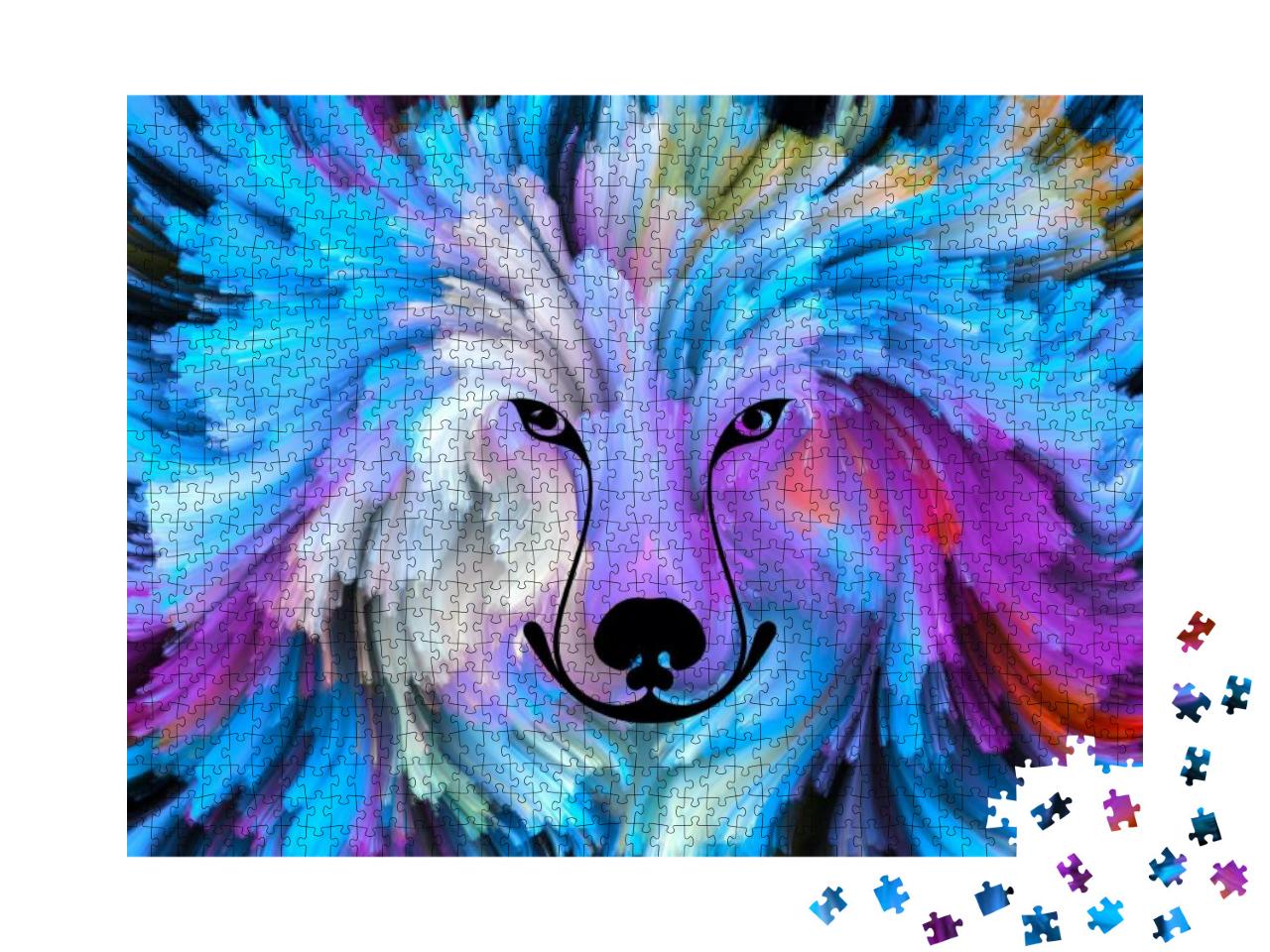Puzzle 1000 Teile „Hundeporträts zum Thema Kunst, Phantasie und Kreativität“