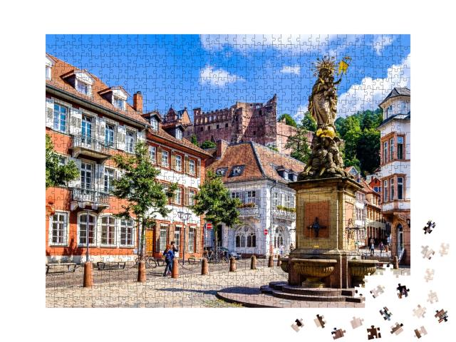 Puzzle 1000 Teile „Malerische Altstadt von Heidelberg in Deutschland“