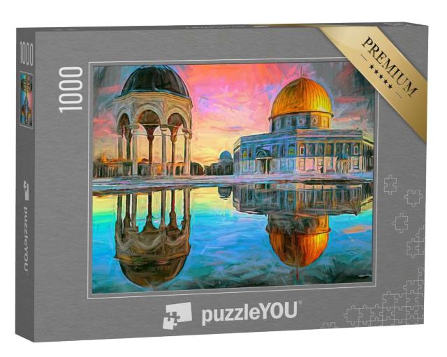 Puzzle 1000 Teile „Gemälde von Jerusalem, Stadt auf dem Tempelberg“