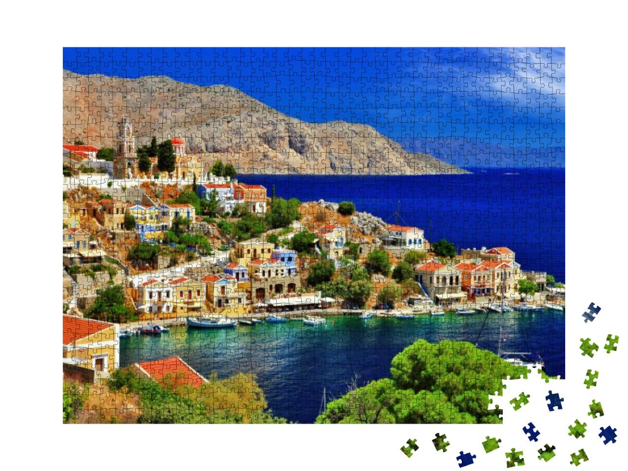 Puzzle 1000 Teile „Wunderbares Griechenland: Insel Symi, Dodekanes“