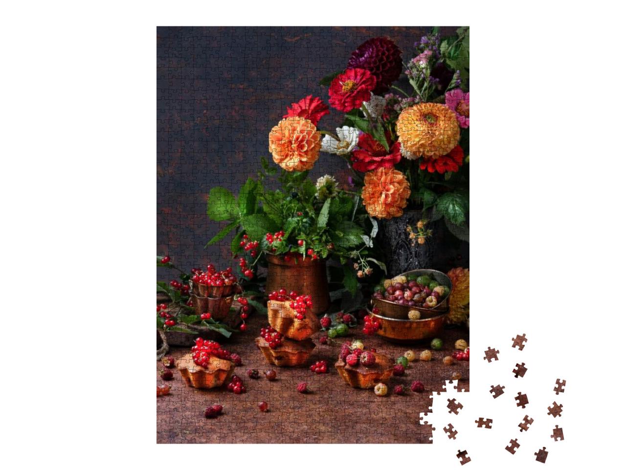 Puzzle 1000 Teile „Herbst: Blumen und Gebäck der Saison“
