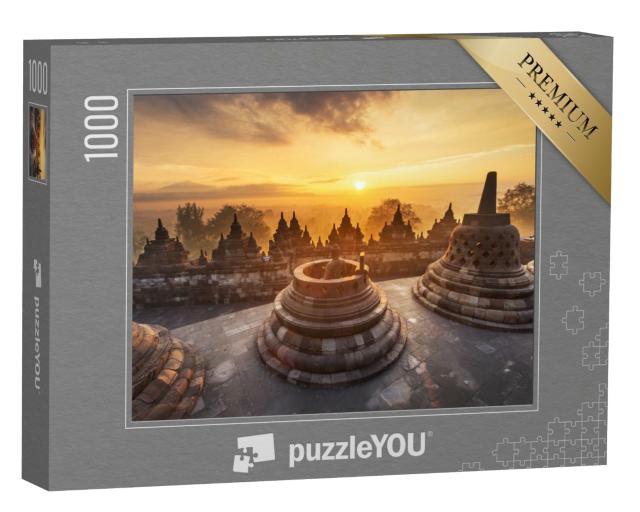 Puzzle 1000 Teile „Sonnenaufgang vom Borobudur aus gesehen“
