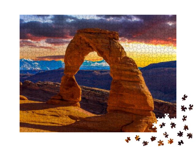 Puzzle 1000 Teile „Sonnenuntergang im Arches National Park in Utah“