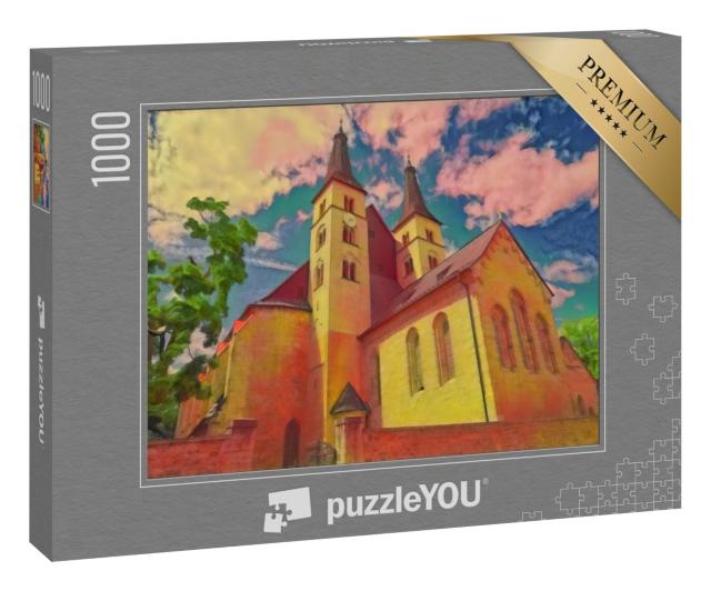 Puzzle 1000 Teile „im Kunst-Stil von Franz Marc - Heiligkreuz Nordhausen Dom in Thüringen, Deutschland“