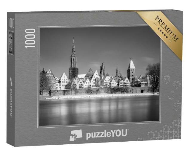 Puzzle 1000 Teile „Blick auf Ulm mit Münster und Donau bei Schnee “