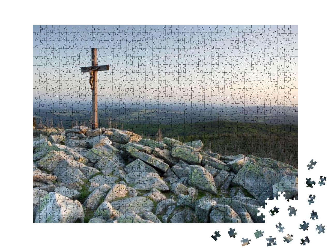 Puzzle 1000 Teile „Gipfelkreuz auf dem Lusen, Bayern, Deutschland“