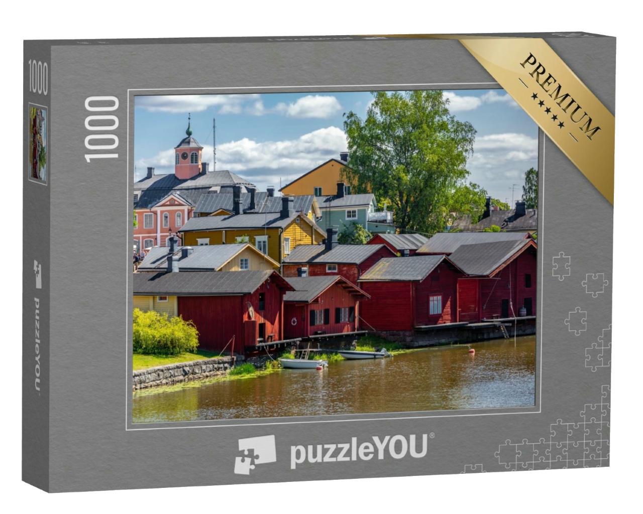 Puzzle 1000 Teile „Holzhäuser in der Altstadt von Porvoo, Finnland“